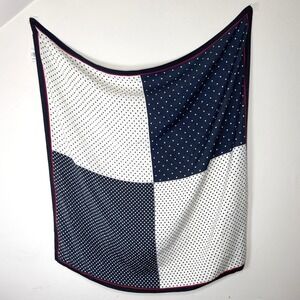 Banana Republic Polka Dot Pleated‎ Scarf Square Navy White Red Coastal Chic NWT